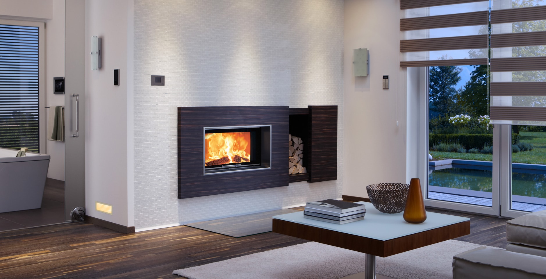 fireplace-foyer   Places You Never Thought of Putting a Fireplace 5